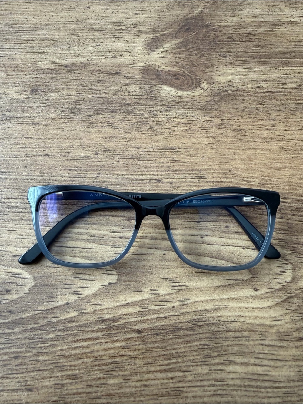 ANN TAYLOR PETITE ATP812 C01 BLACK BLUE AUTHENTIC EYEGLASSES 50-15